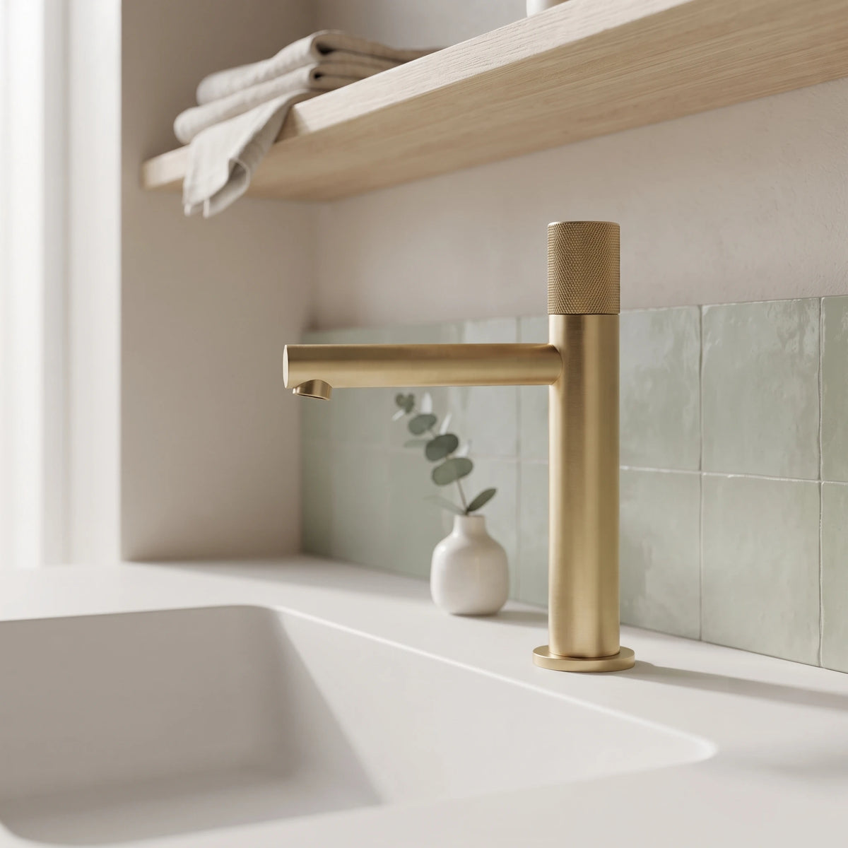 Bainelys AMBRE – Mitigeur de Lavabo Moleté Or Brossé