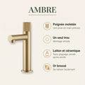 Bainelys AMBRE – Mitigeur de Lavabo Moleté Or Brossé