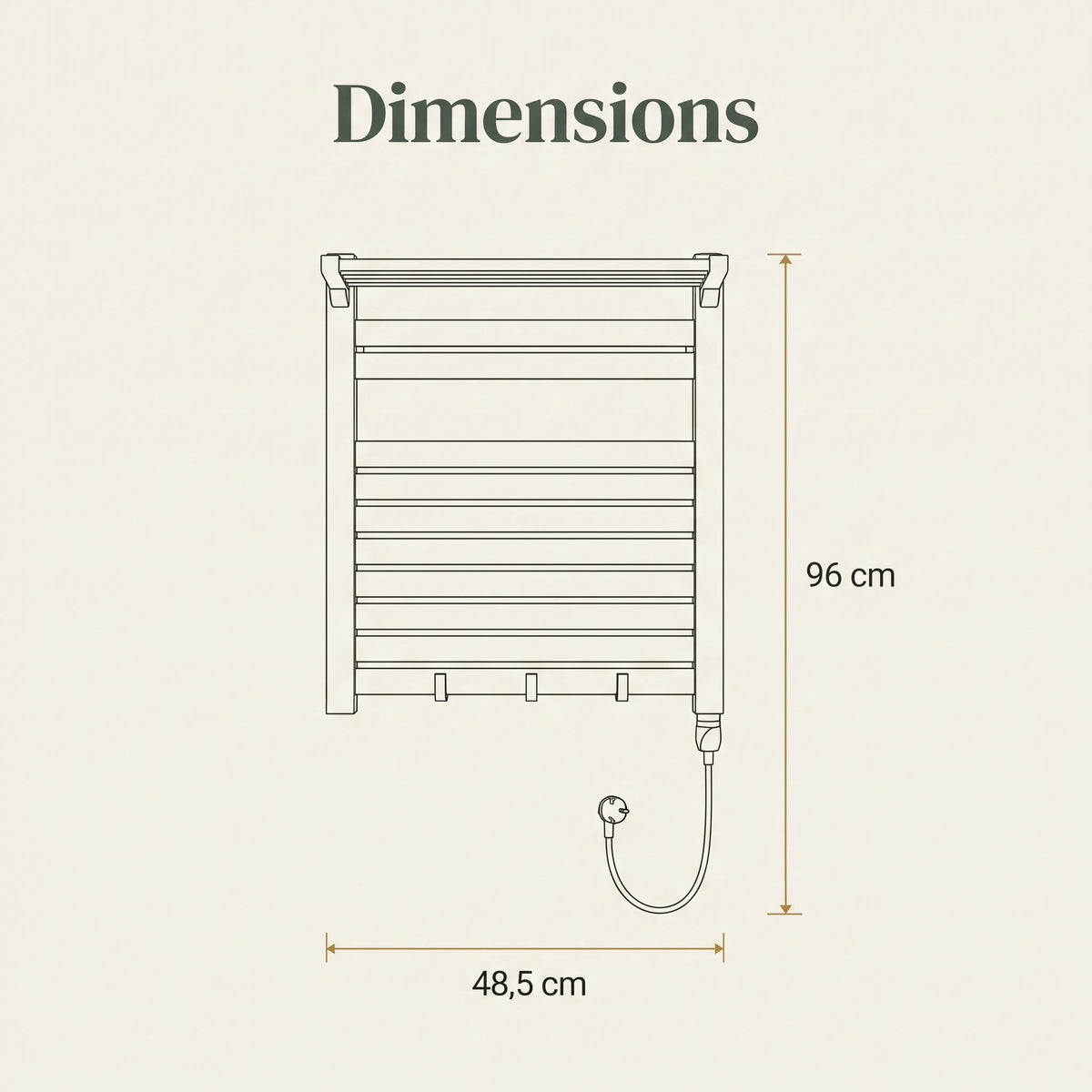 Bainelys ELYS – Sèche-Serviette Électrique Design avec Étagère Pliable