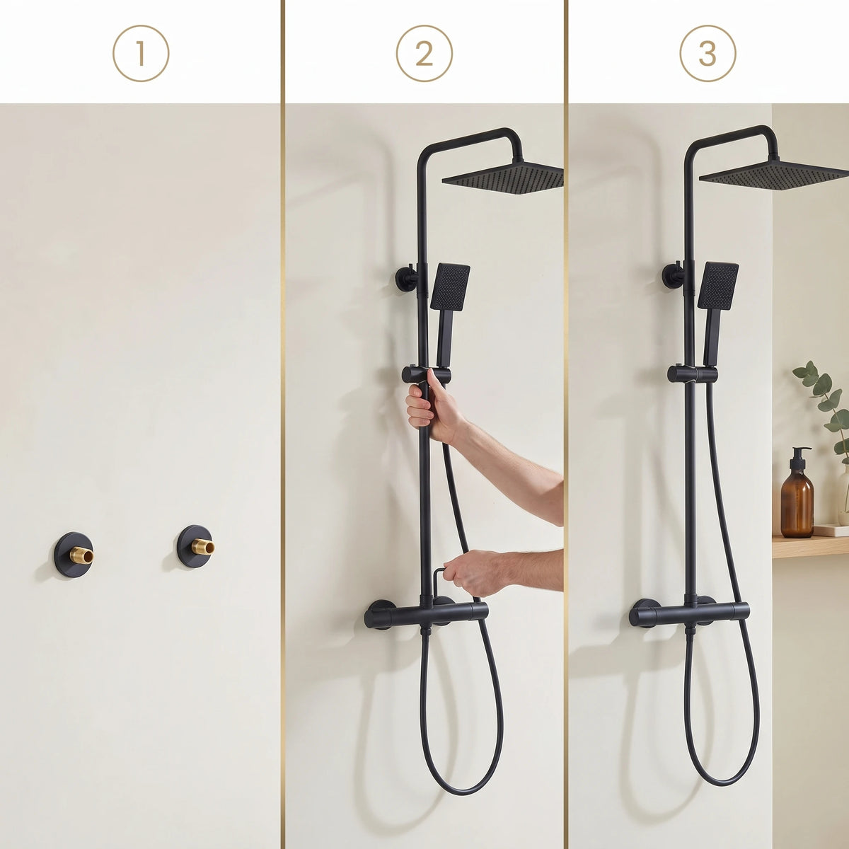 Bainelys EMBRUN – Colonne de Douche Thermostatique Sans Perçage