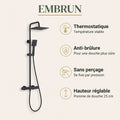 Bainelys EMBRUN – Colonne de Douche Thermostatique Sans Perçage