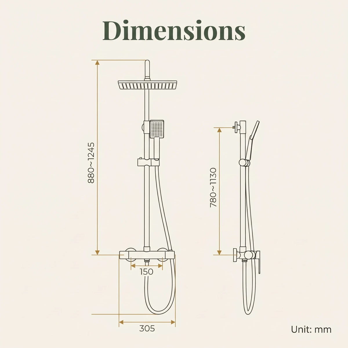 Bainelys EMBRUN – Colonne de Douche Thermostatique Sans Perçage