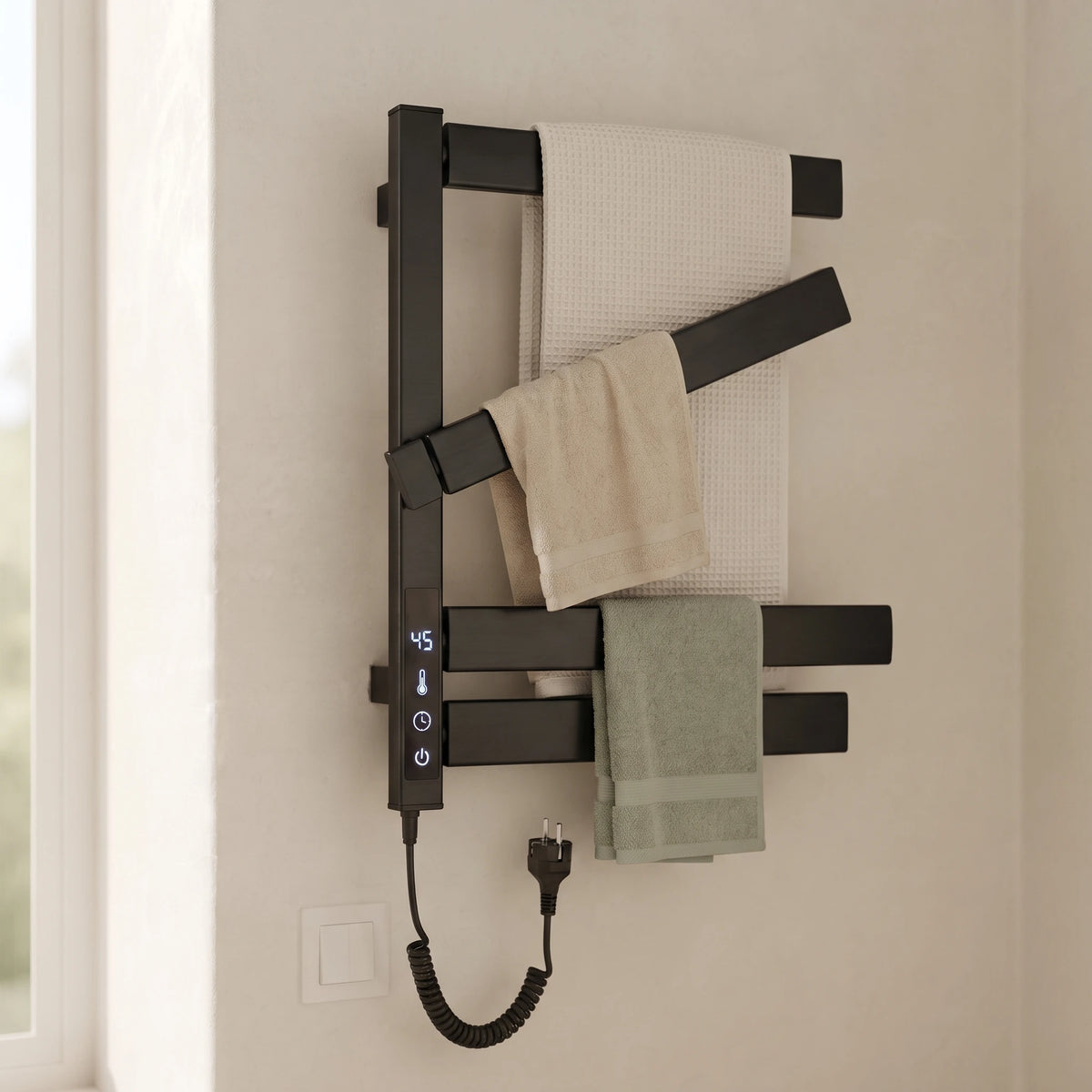Bainelys LUNE – Sèche-Serviette Électrique 4 Barres Premium