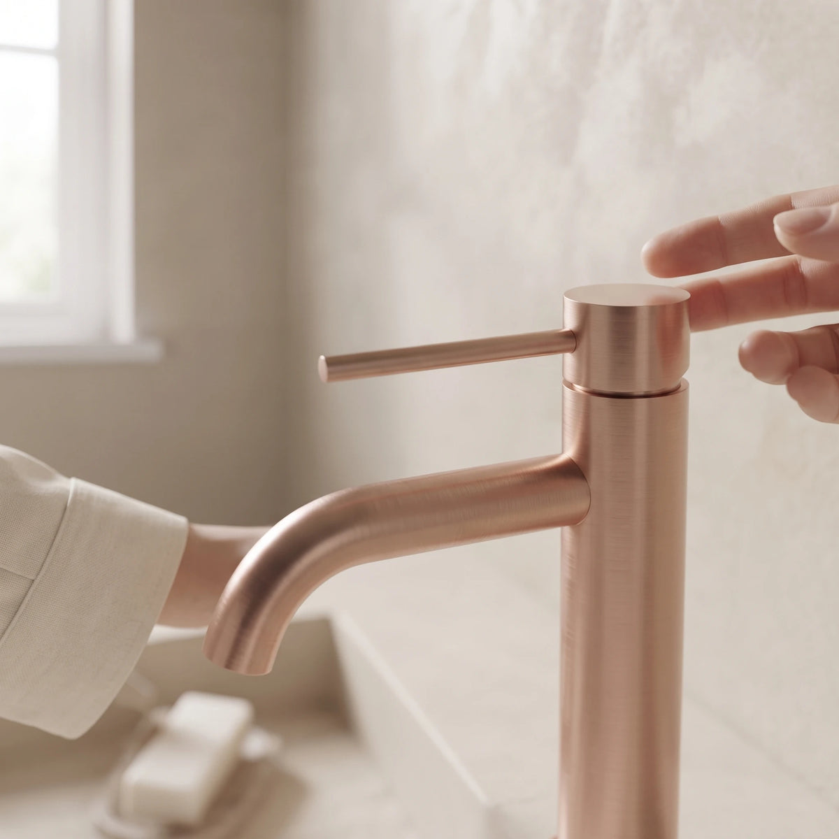 Bainelys NACRE – Mitigeur de Lavabo Or Rose Brossé