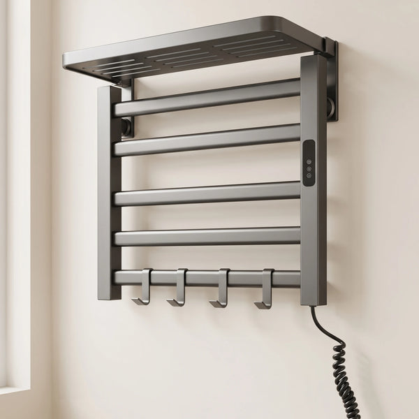 Bainelys OMBRE – Sèche-Serviette Électrique Noir avec Étagère