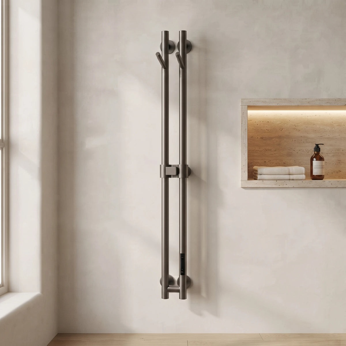 Bainelys SOLEA – Sèche-Serviette Électrique Vertical Double Barre Connecté 1,2m