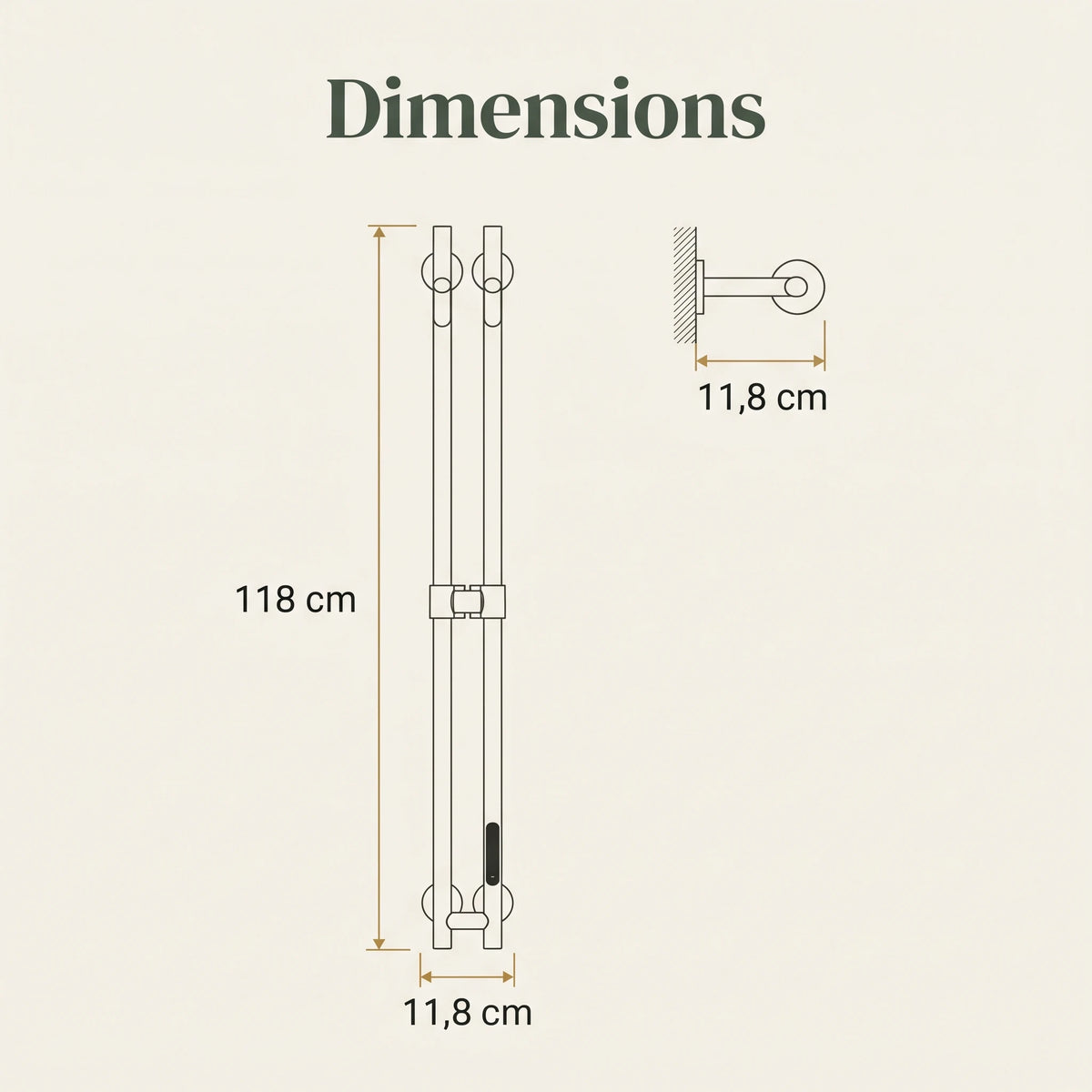 Bainelys SOLEA – Sèche-Serviette Électrique Vertical Double Barre Connecté 1,2m